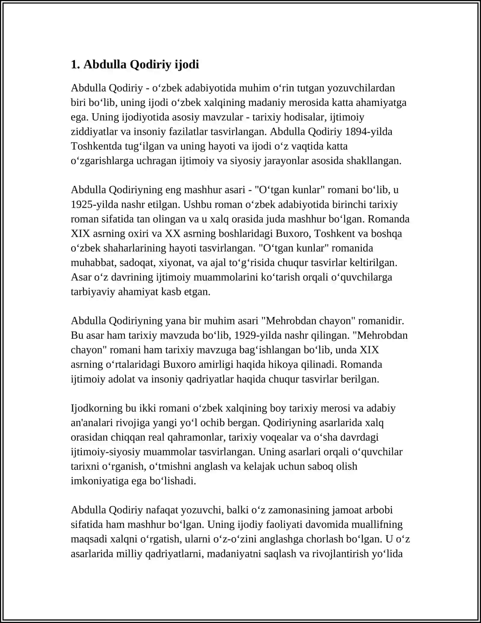 MASHHUR OʻZBEK ADIBLARI IJODIDAN NAMUNALAR 3