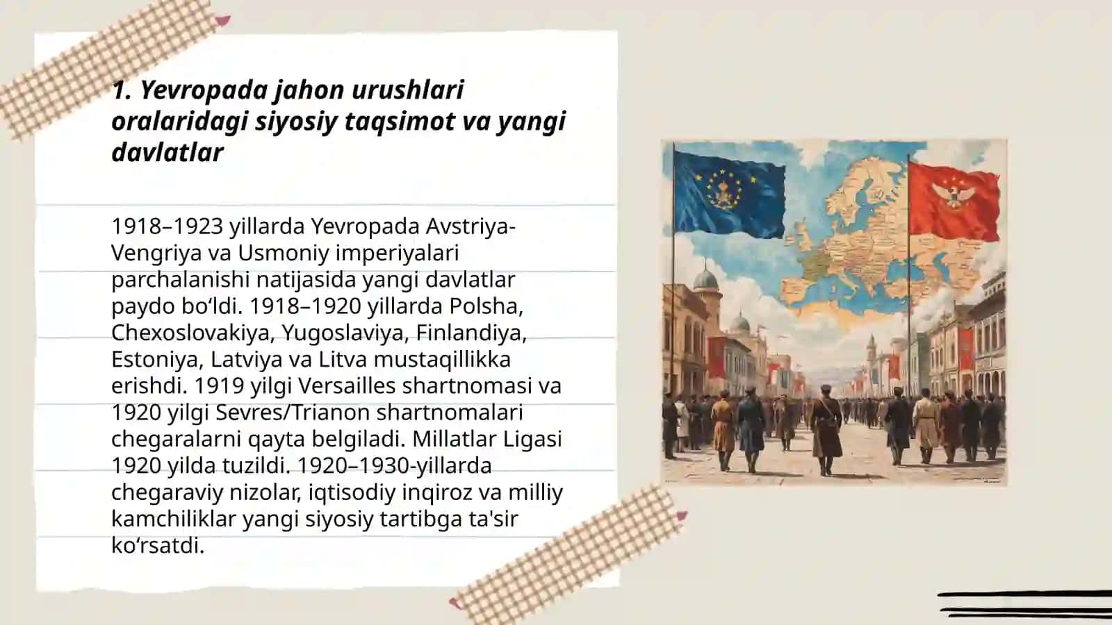 Jahon urushlari oraliģidagi siyosiy hayot Yevropa mamlakatlarini jahon urushlari oraliģidagi siyosiy hayoti va bu davrda turkistondagi istiqlolchilik harakati 3