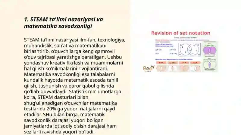 Matematika savodxonlikni oshirish uchun STEAM taʼlimiga oid metodikalarini tahlil qilish 3