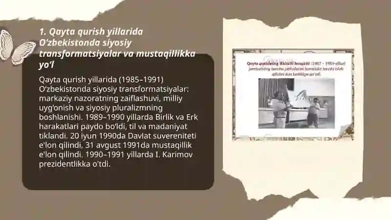 Qayta qurish yillarida O'zbekistonda 3