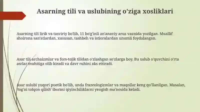 Farhod va Shirin dostonnidagi qahramonlar nutqi va dialoglari ustida ishlash 3