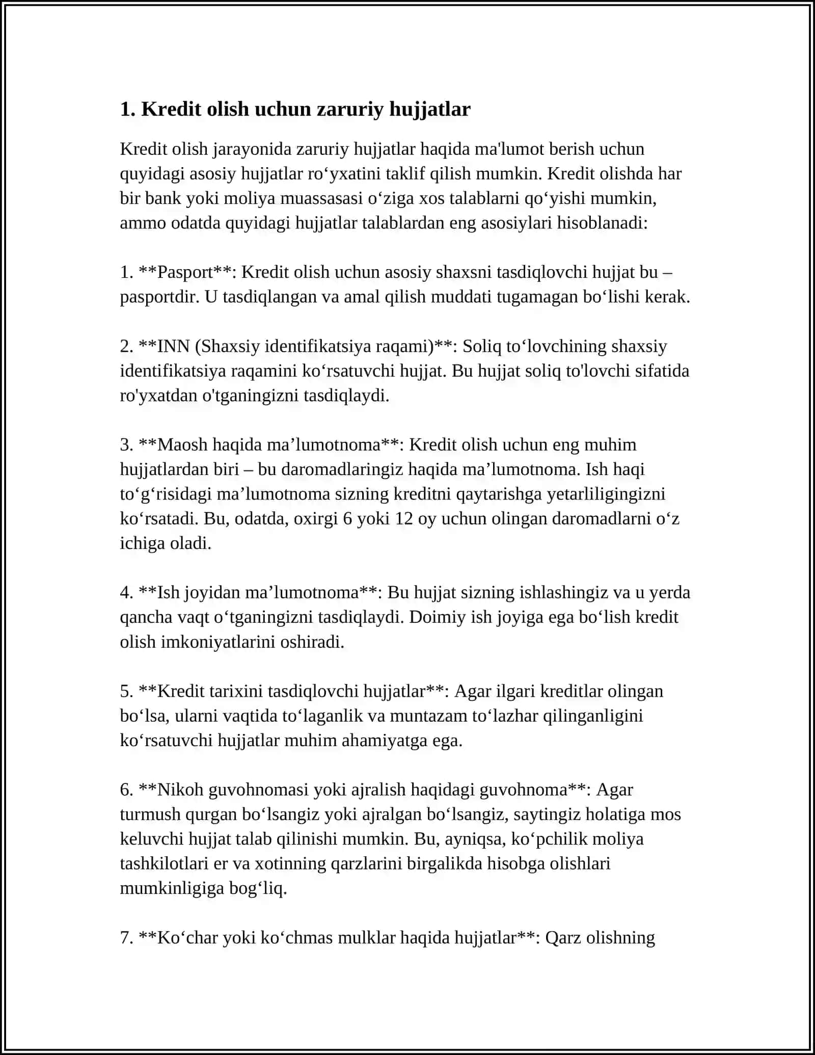 KREDITNI DASTLABKI TAN OLISH XISOBI 3