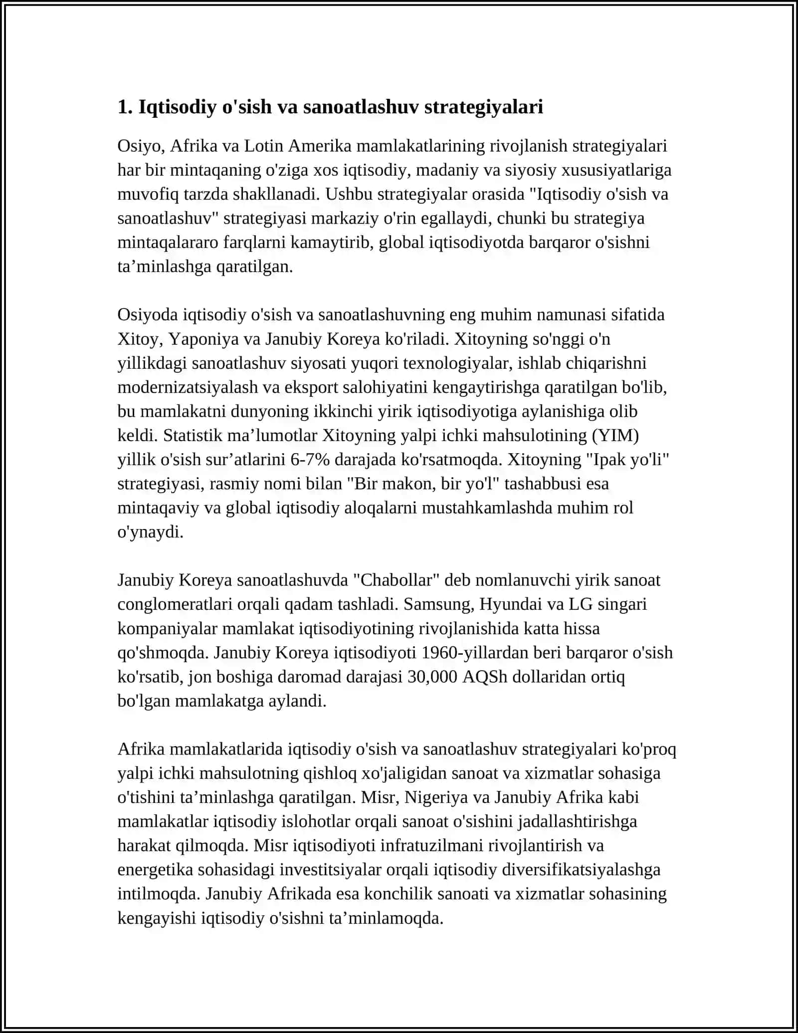OSIYO AFRIKA VA LOTIN AMERIKA MAMLAKATLARI RIVOJLANISHINING ASOSIY YONALISHLARI 3