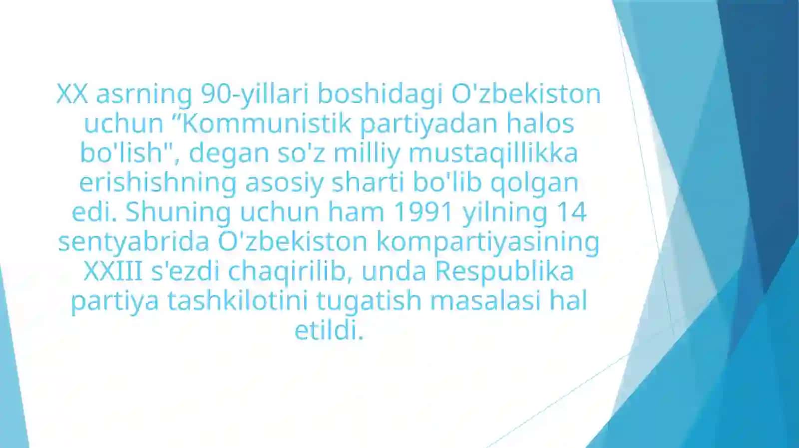 Mustaqil O'zbekiston Respublikasini tashkil topishi va uning tarixiy ahamiyati 3