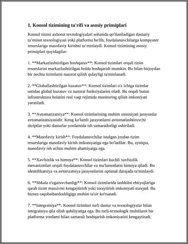 KONSOL TIZIMLARI AFZALLIKLARI VA KAMCHILIKLARI 3