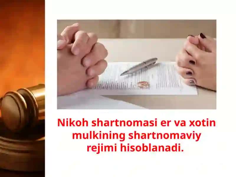 Er va xotin mol-mulkiningshartnomaviy tartibi va aliment 3