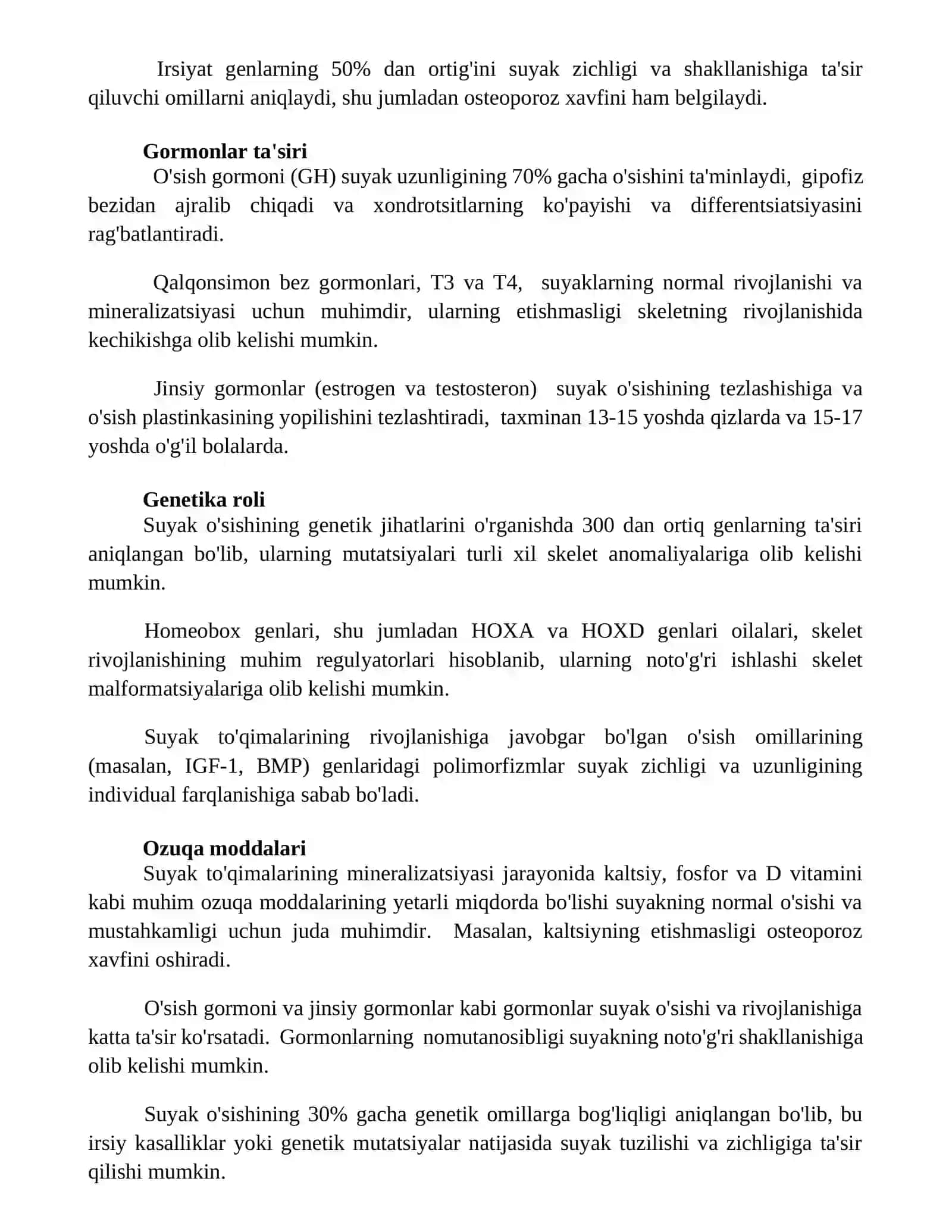 Suyaklarining oʻsishi va rivojlanishiga tasir qiluvchi omillar 3