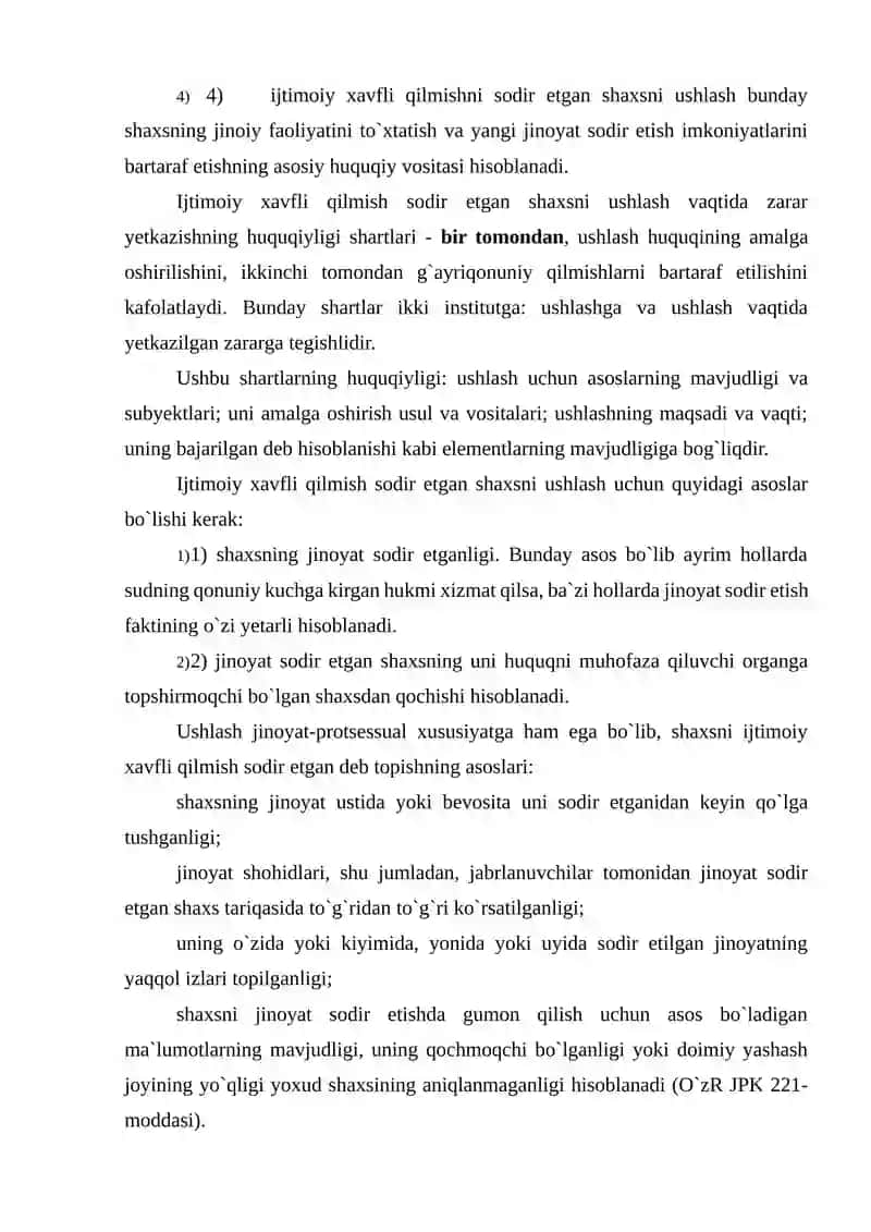 IJTIMOIY XAVFLI QILMISH SODIR ETGAN SHAXSNI USHLASH VAQTIDA ZARAR YETKAZISH 3