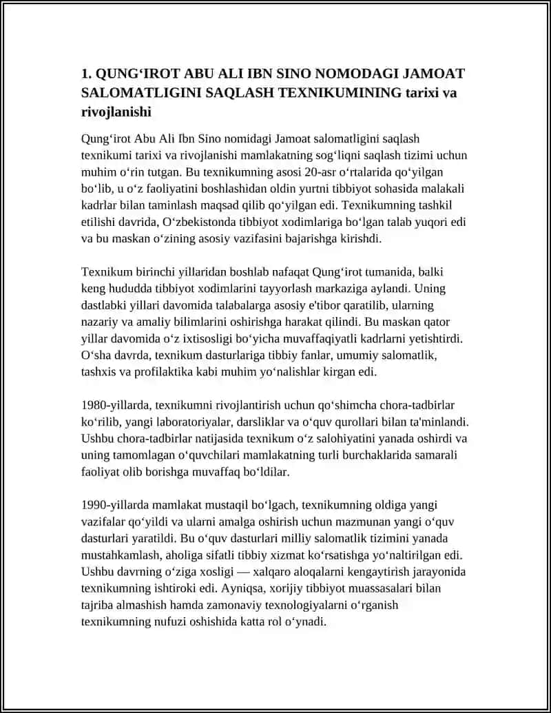 QUNGʻIROT ABU ALI IBN SINO NOMODAGI JAMOAT SALOMATLIGINI SAQLASH TEXNIKUMI 3
