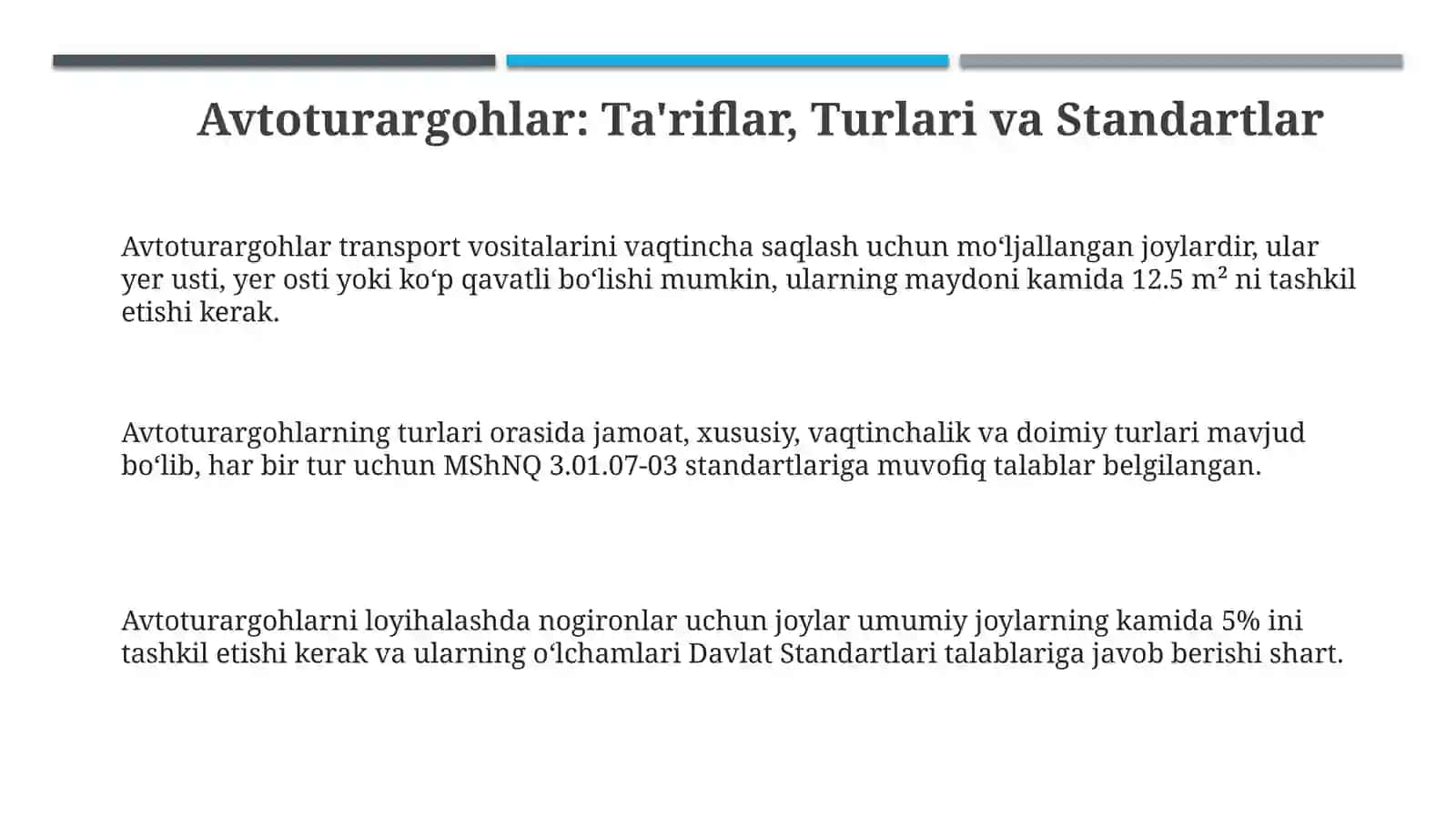 Avtoturargohlar: Ta'riflar, Turlari va Standartlar 3