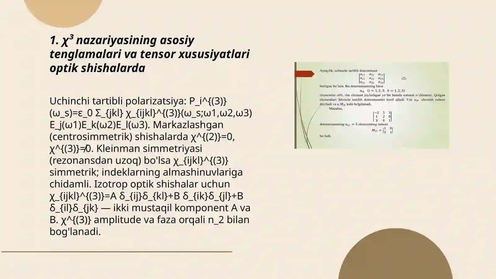 Optik shishalarda uchinchi tartibli (nolinear) qabul qiluvchanlik 3