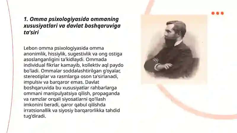 Gustav lebonning omma psixologiyasi asarida keltirilgan davlat boshqaruvini asoslari 3