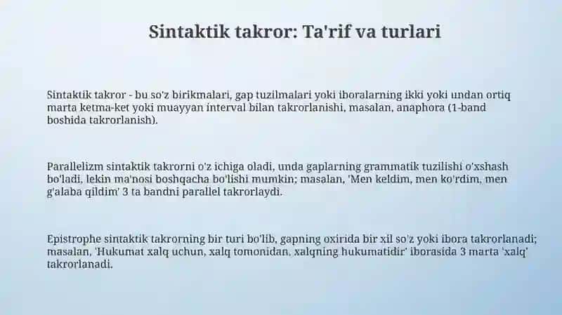 Sintaktik takror 3