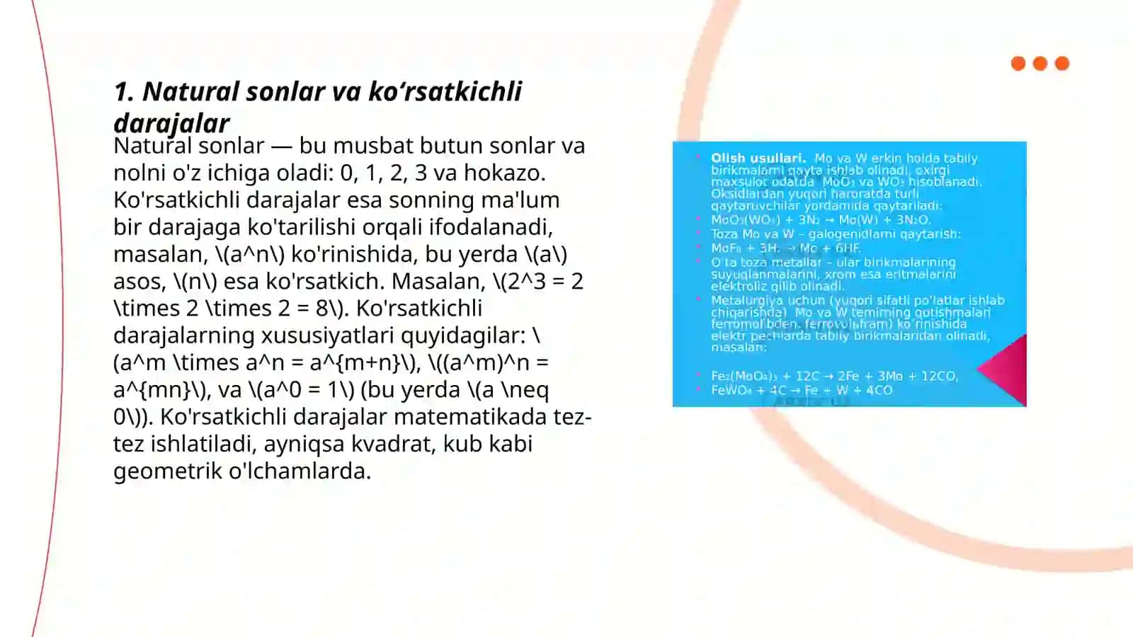 Natural koʻrsatkichli darajaning arifmetik ildizi va uning xossalari 3