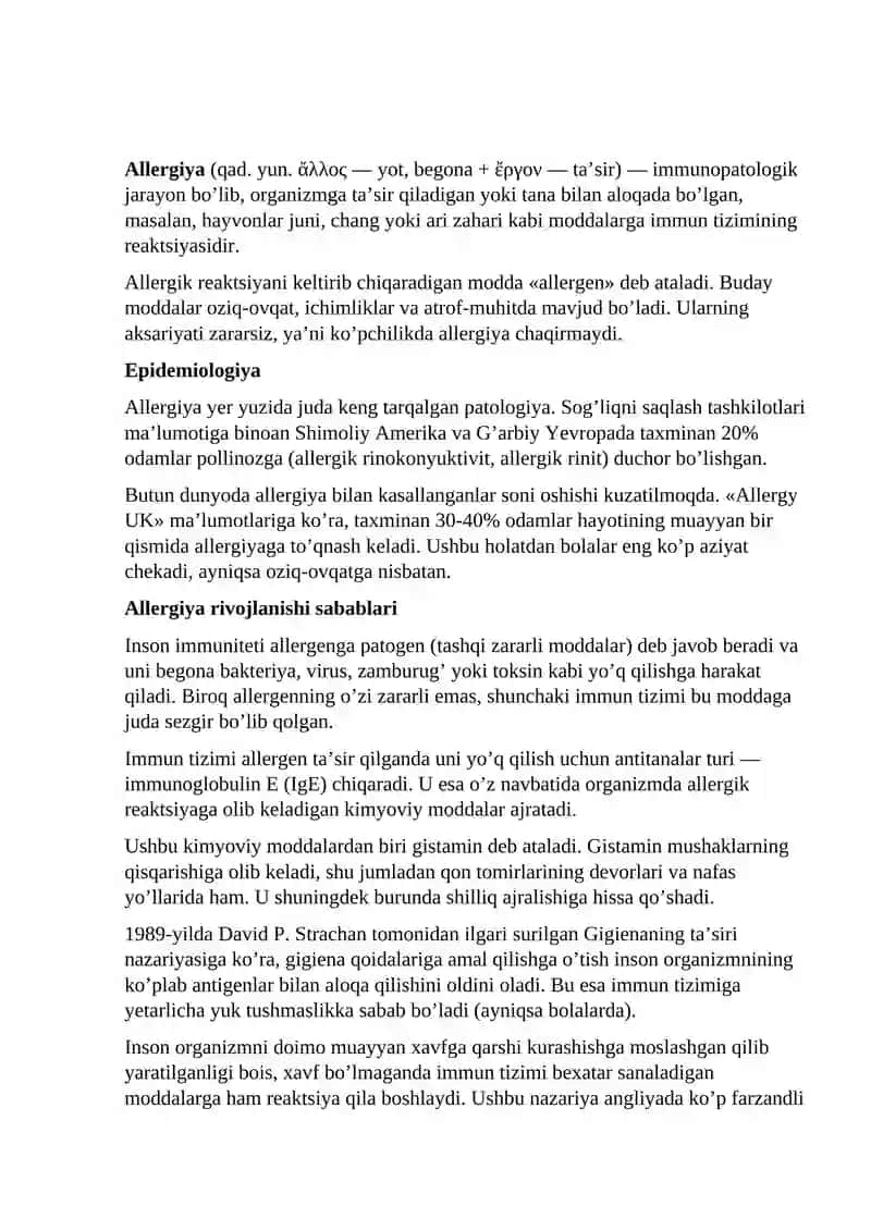 Psevdoallergiya. Atopik kasalliklar haqida tushuncha 3