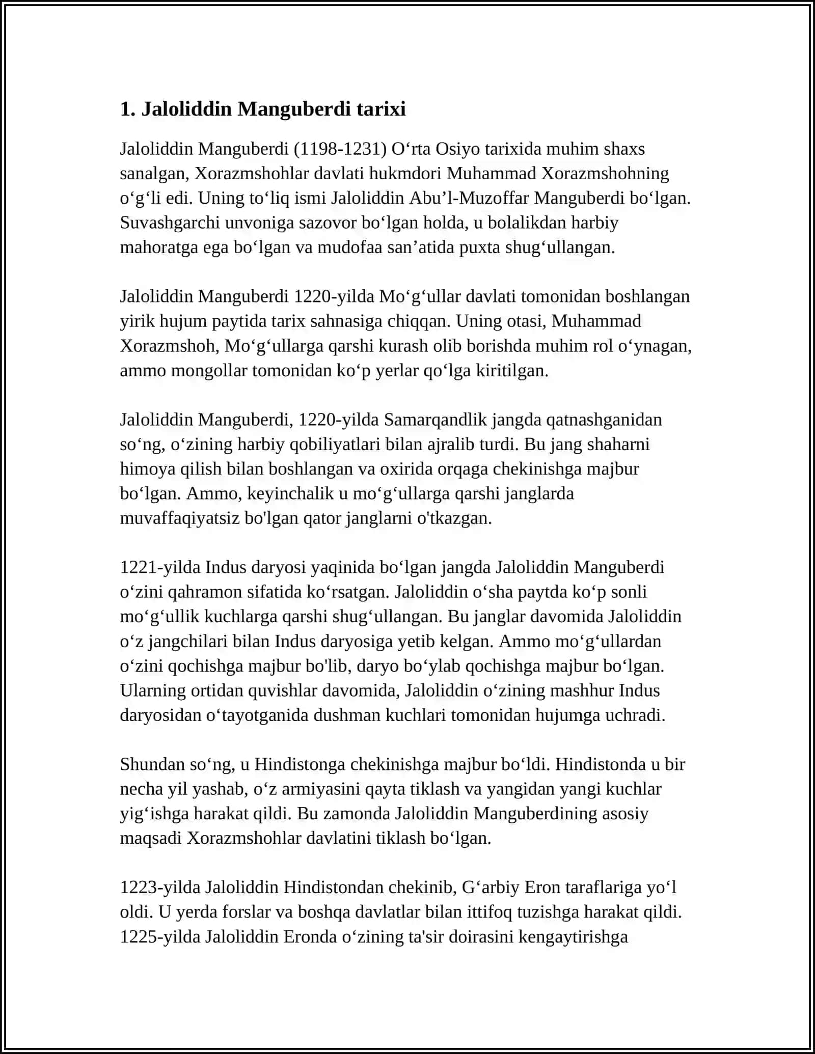 JALOLADDIN MANGUBERDI - VATAN HIMOYACHISI 3