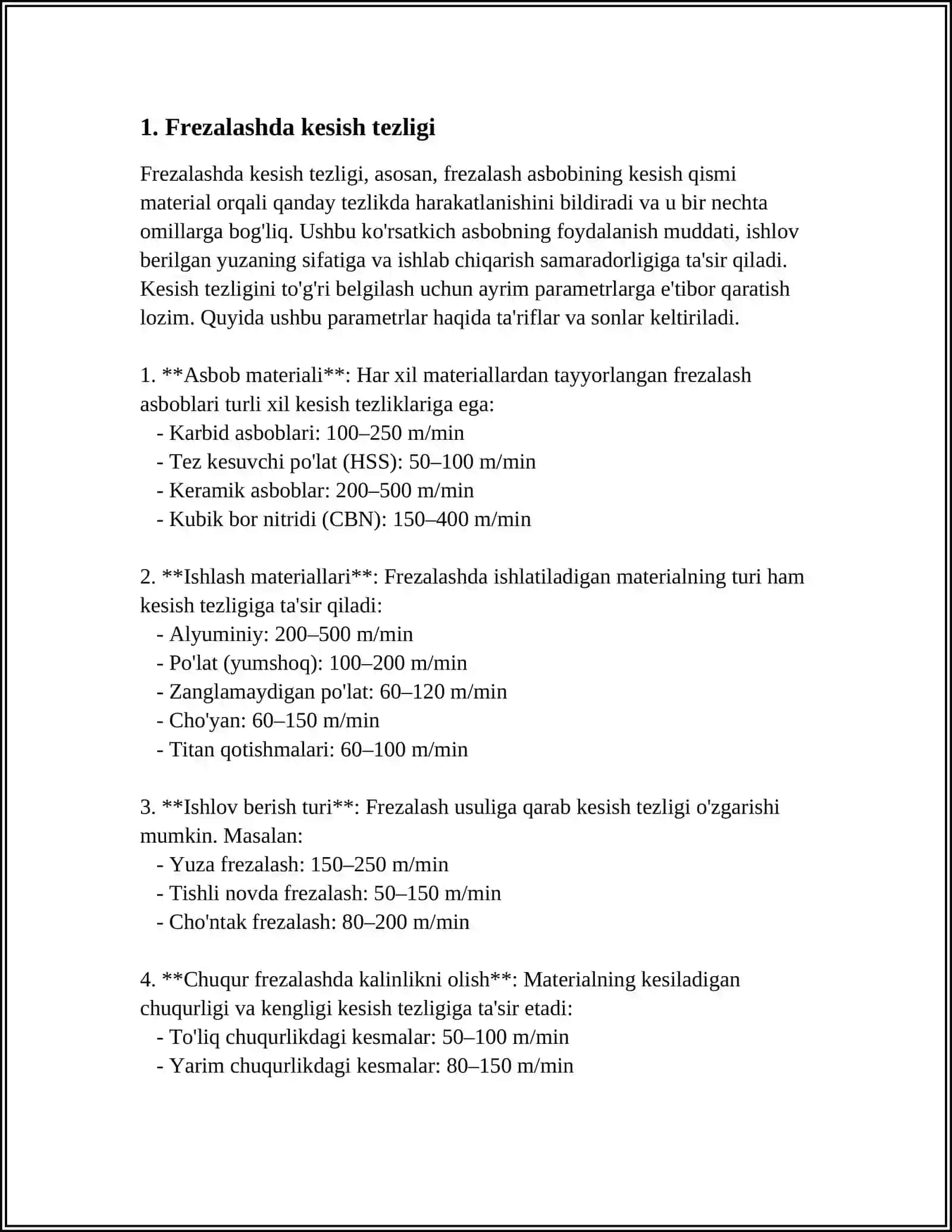 FREZALASHDA KESISH REJIMLARINI ANALITIK HISOBLASH 3