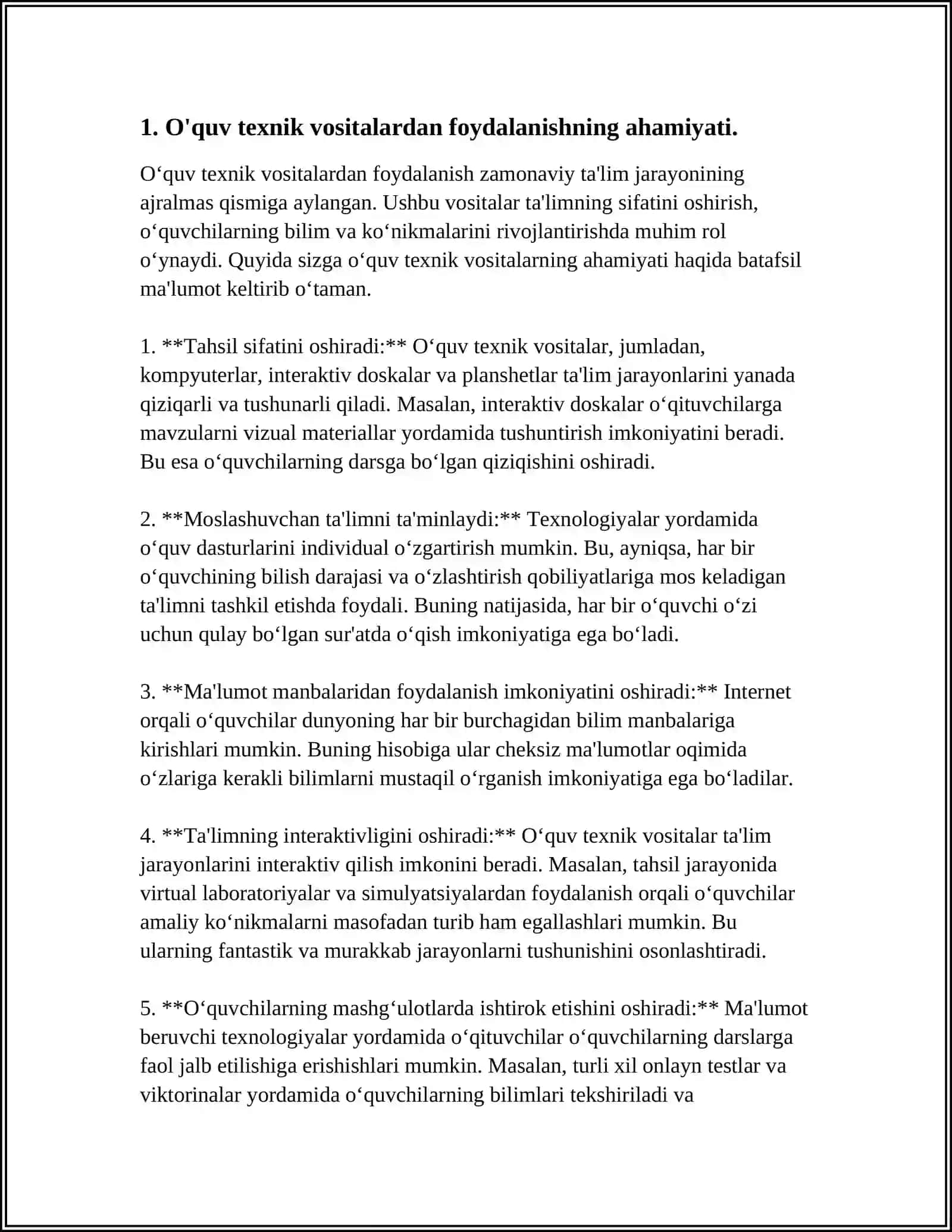 GEOGRAFIYADAN SINFDAN TASHQARI MASHG'ULOTLARNI TASHKIL ETISHDA O'QUV TEXNIK VOSITALARIDAN FOYDALANISH YO'LLARI 3