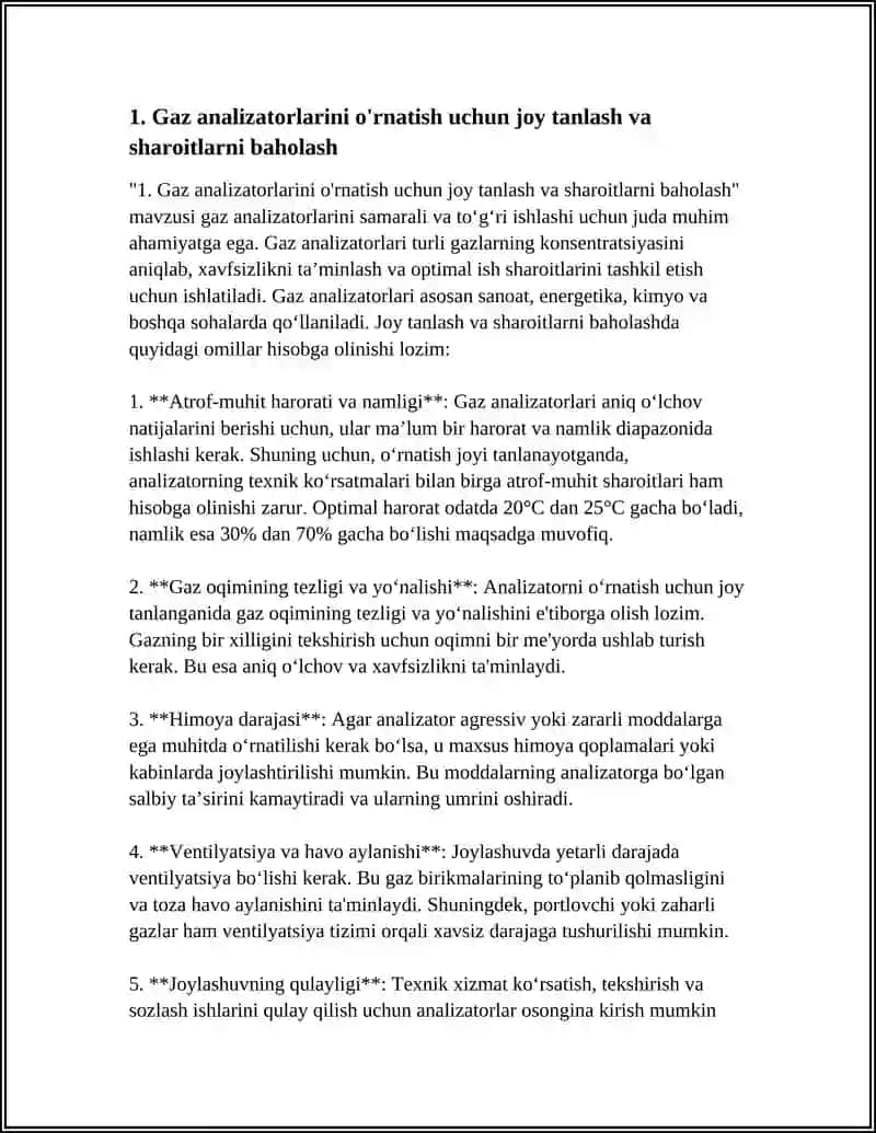 GAZ ANALIZATORLARNIG MONTAJI VA SOZLASH ISHLARI 3