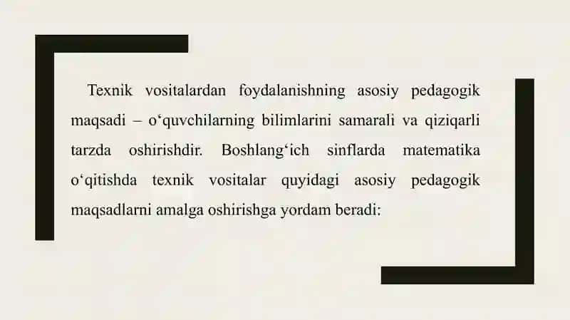 Boshlangʻich sinflarda matematika oʻqitishda texnik vositalardan foydalanish metodikasi 3