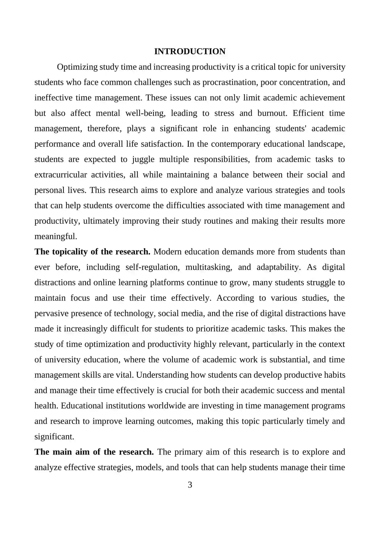 OPTIMIZING STUDY TIME AND INCREASING PRODUCTIVITY 3