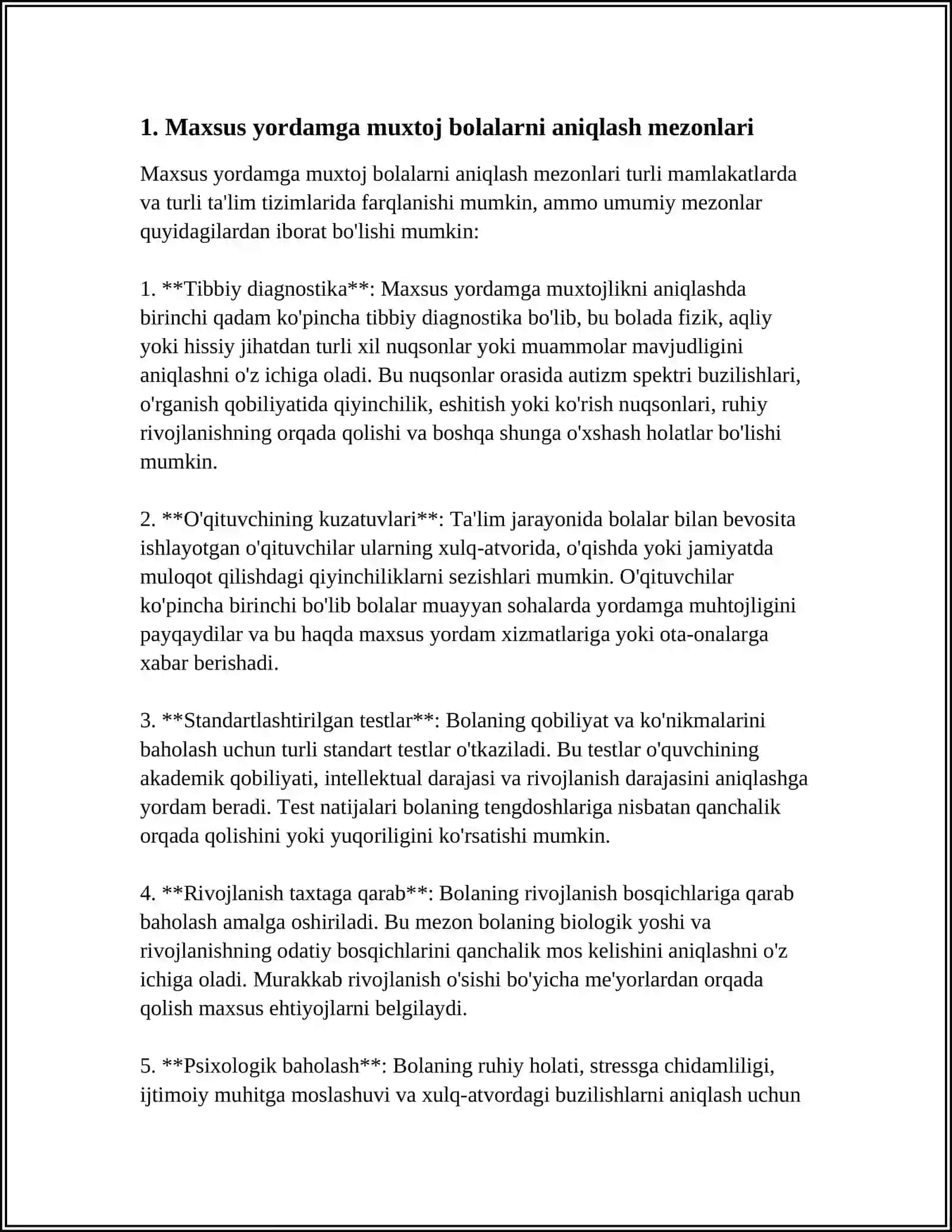 MAXSUS YORDAMGA MUXTOJ BOLALAR TASHXISI 3