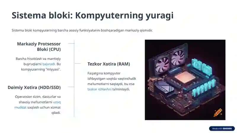 Zamonaviy o‘quv texnik vositalar: Kompyuter qurilmalari va ularning vazifalari 3