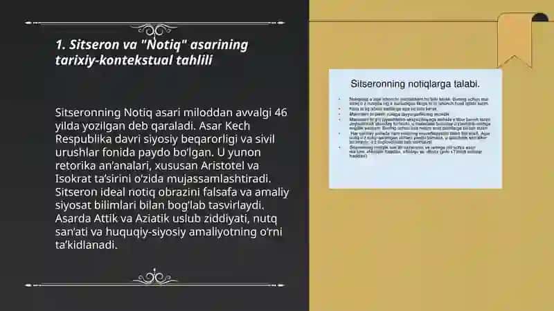 Sitseronning "Notiq" asarini oʻqib oʻrganish 3
