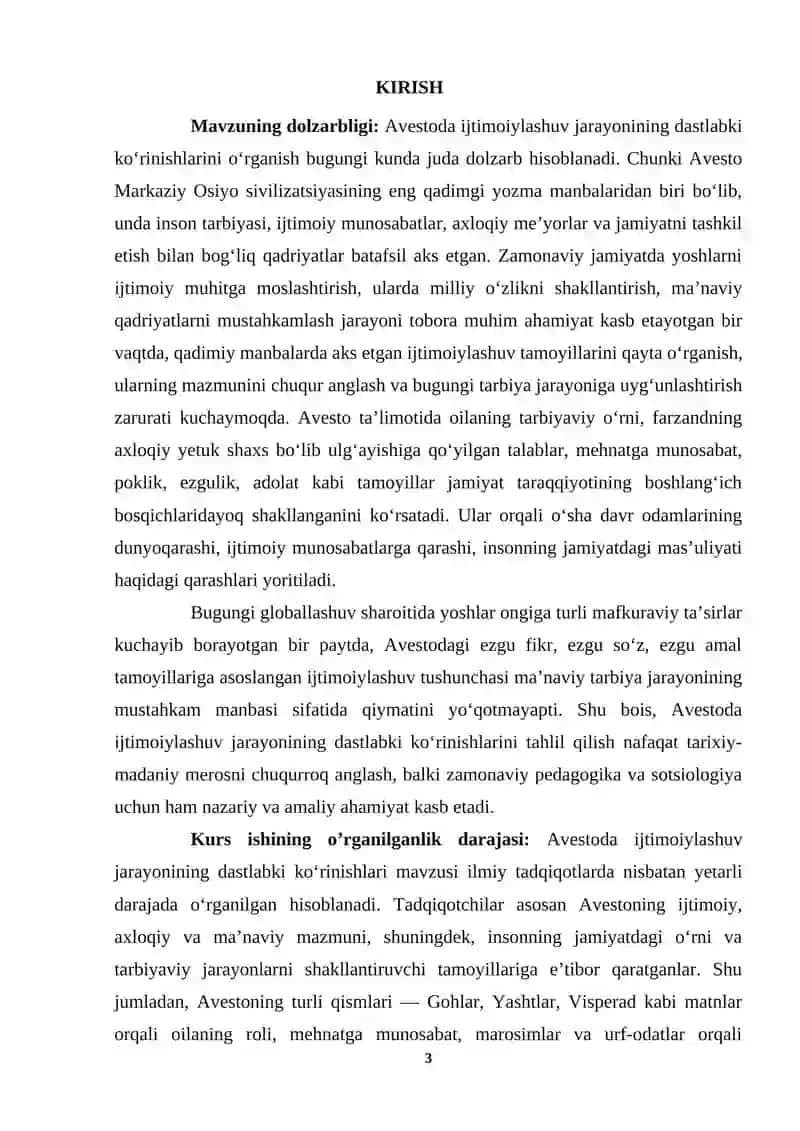 Avestoda ijtimoiylashuv jarayonining dastlabki ko‘rinishlari 3