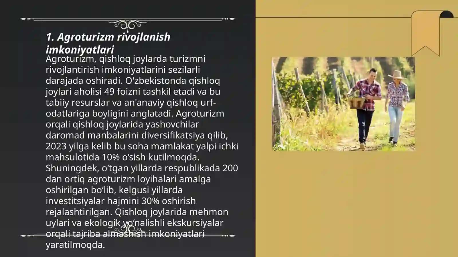 Turizm (agroturizm) sohasida investitsiyalarni jalb qilishni tashkil etish 3