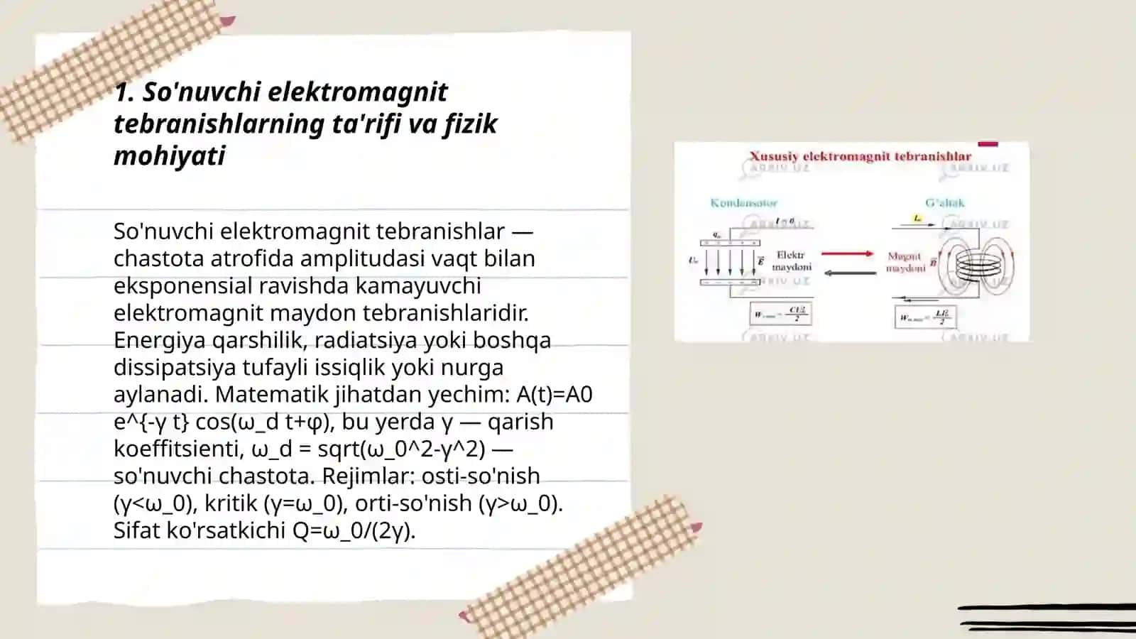 So'nuvchi va majburiy elektromagnit tebranishlar 3