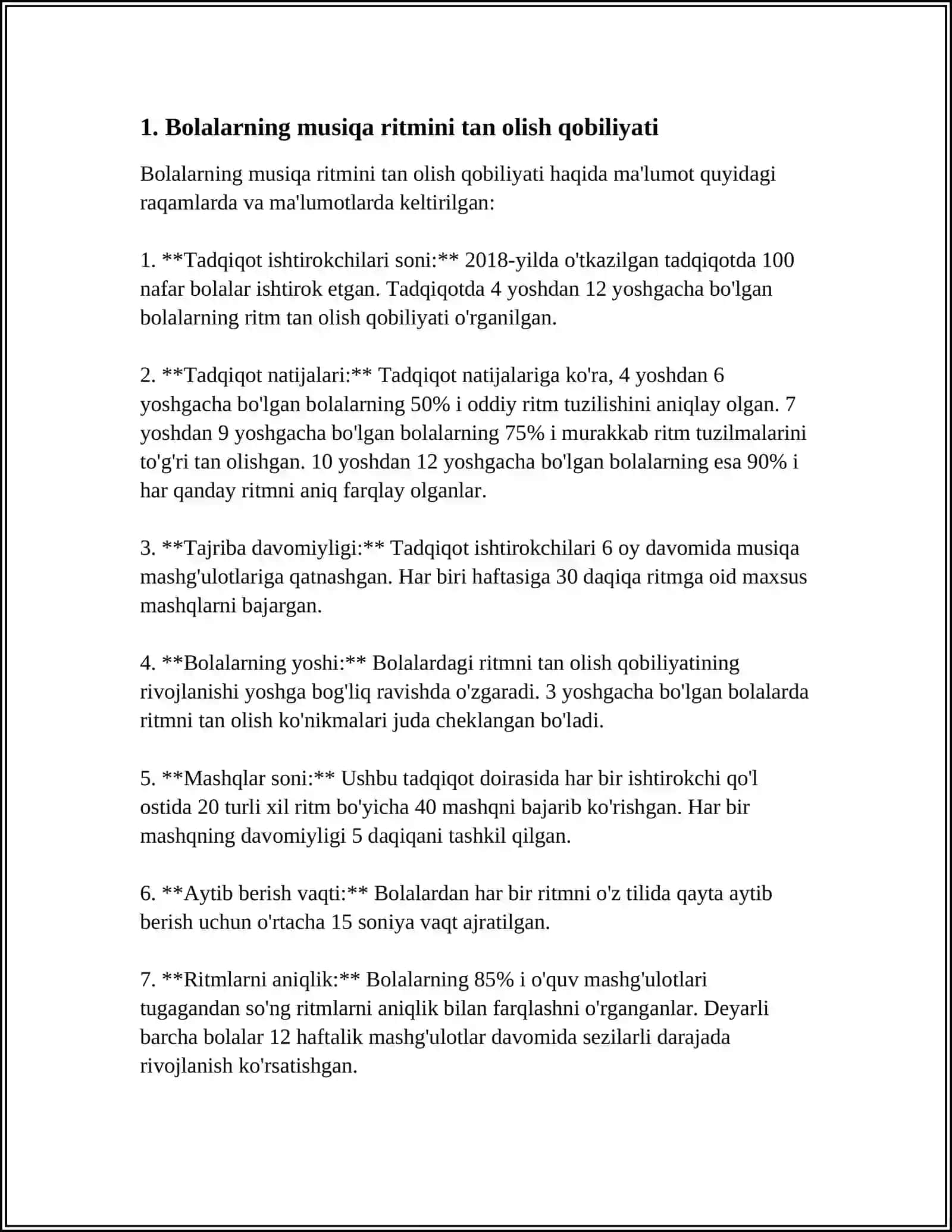 MUSIQA TINGLASH VA IDROK ETISHDA BOLALAR NAMOYON QILGAN BILIM VA KOʻNIKMALAR 3
