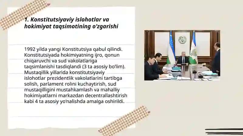 Mustaqillik yillarida davlat boshqaruvi tizimida amalga oshirilgan islohotlar 3