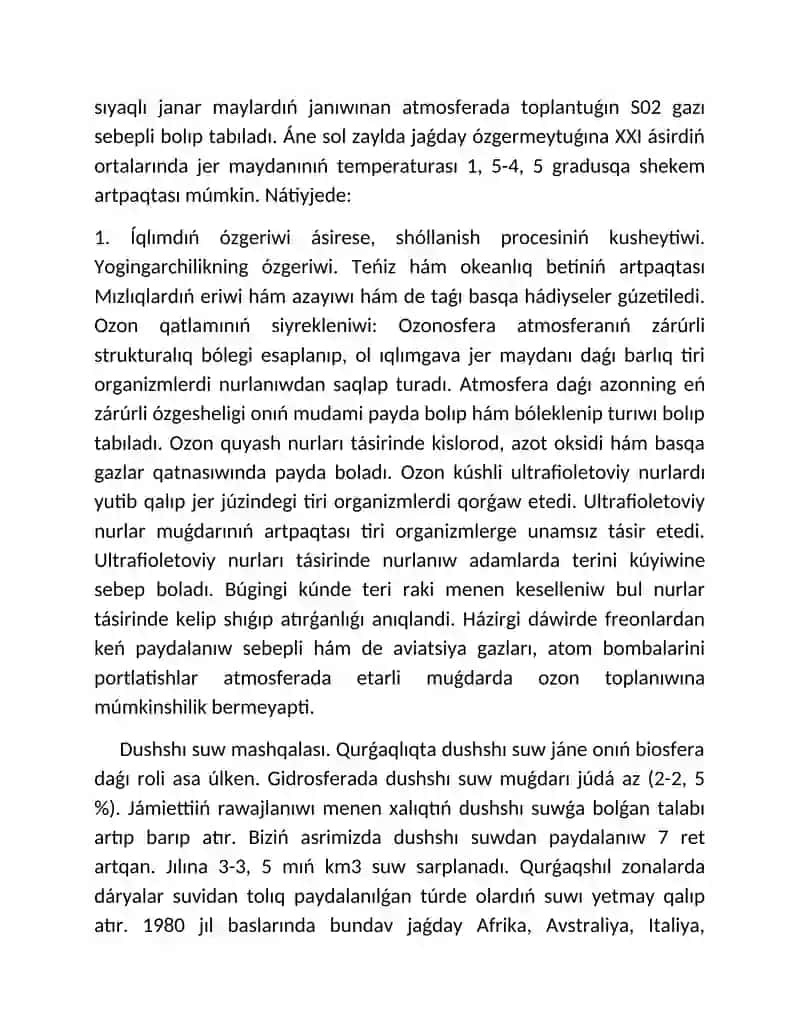 Global, regional hâm lokal ekologiyaliq mashqalalar 3
