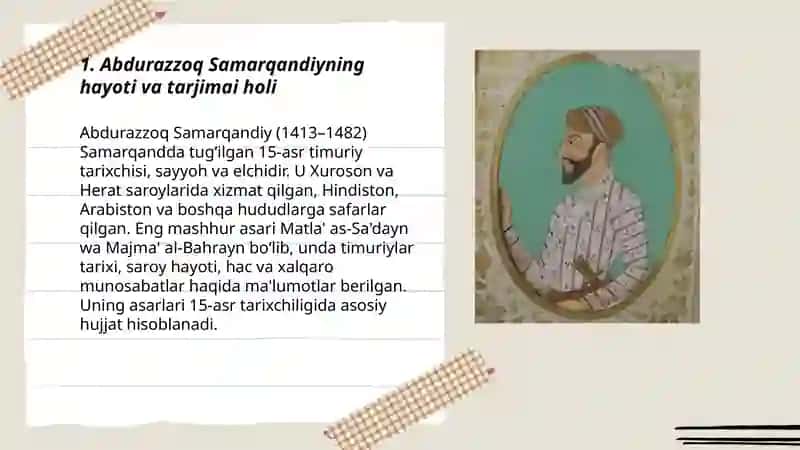 Abdurazzoq Samarqandiyning hayoti va tarjimai holi 3