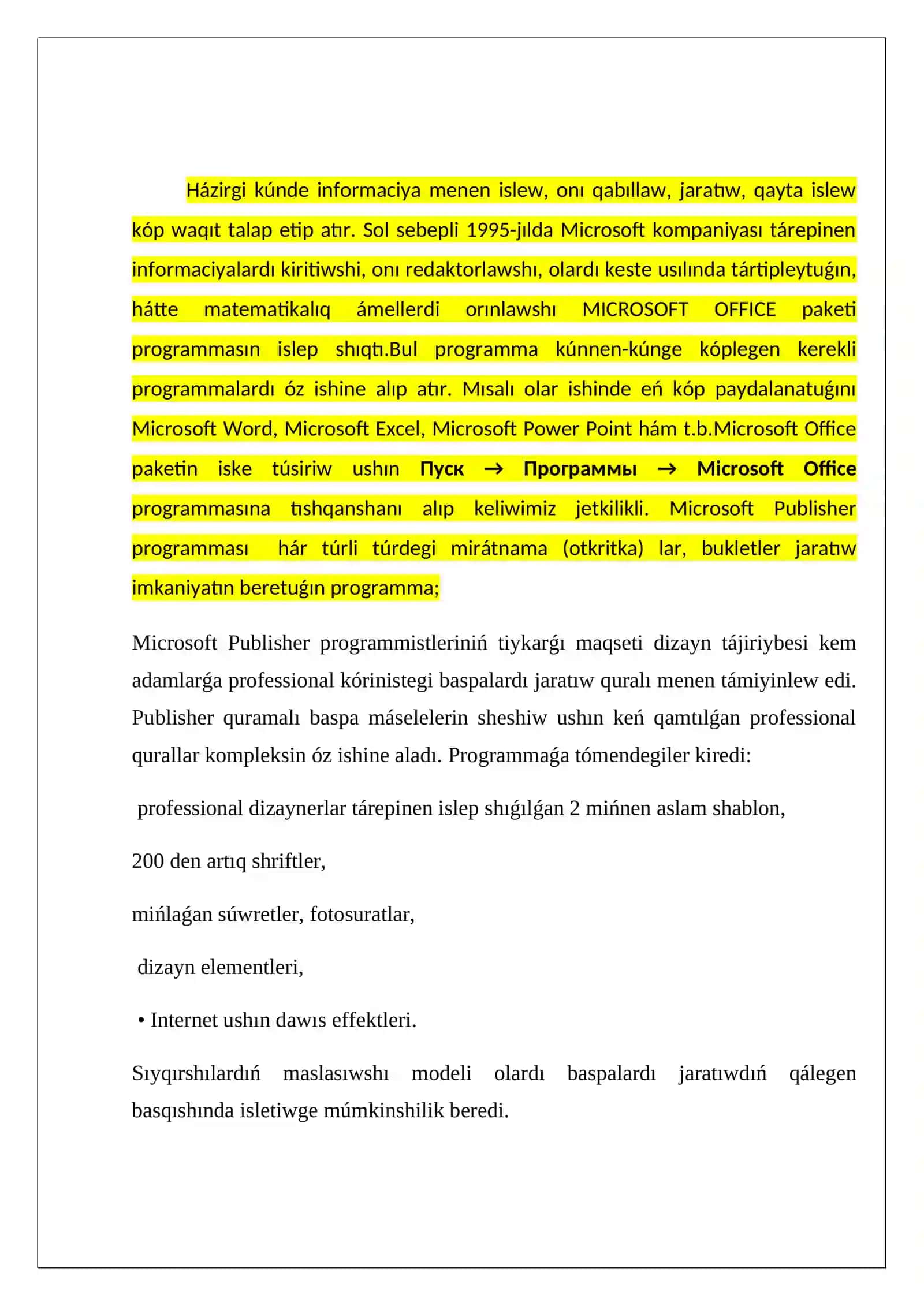 Microsoft Publisher programmasi járdeminde bukletlar 3