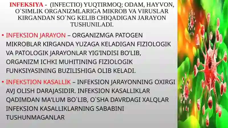 INFEKSIYA HAQIDA TA’LIMOT. MIKROORGANIZMLAR GENETIKASI 3