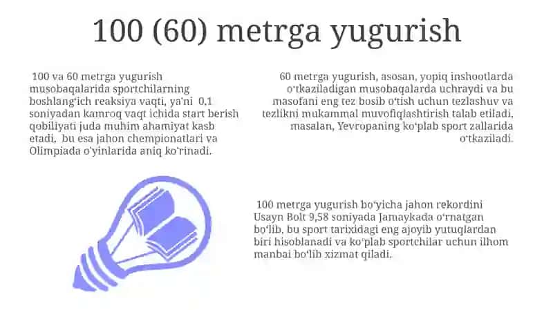 Yengil atletika: Qisqa masofalar va turlari 3