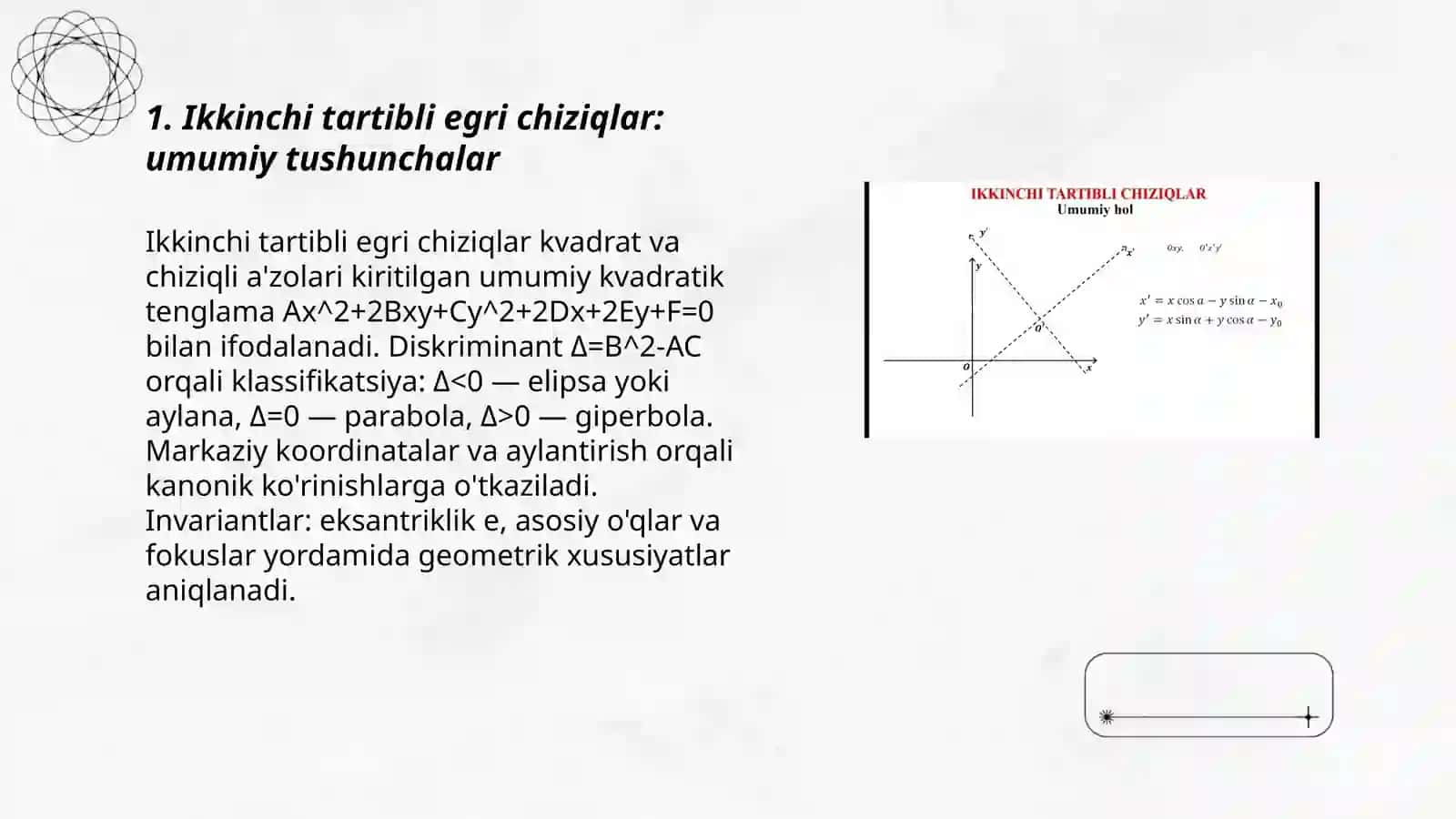Ikkinchi tartibli egri chiziqlar. (Gipperbola va parabola) 3