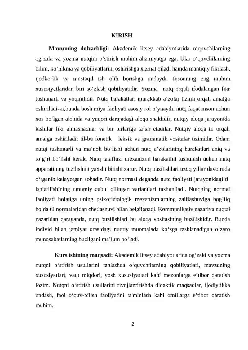 AKADEMIK LITSEY ADABIYOT DARSLARIDA OG‘ZAKI VA YOZMA NUTQNI O‘STIRISH USULLARI 3