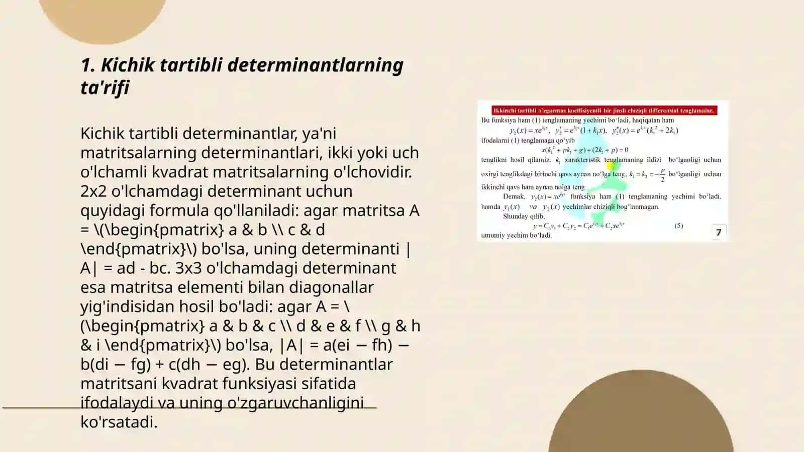 Kichik tartibli determinantlar 3