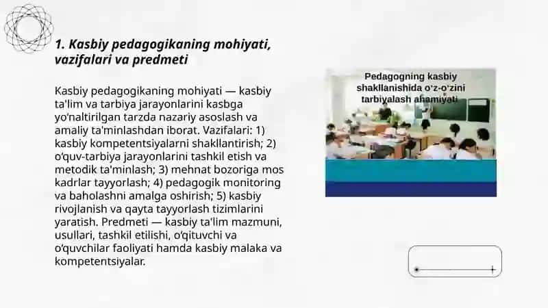Kasbiy pedagogikaning ilmiy-nazariy va amaliy asoslari. Kasbiy talim mazmuni 3