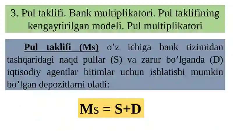 Pul-kredit siyosati. Bank tizimining tarkibi 3