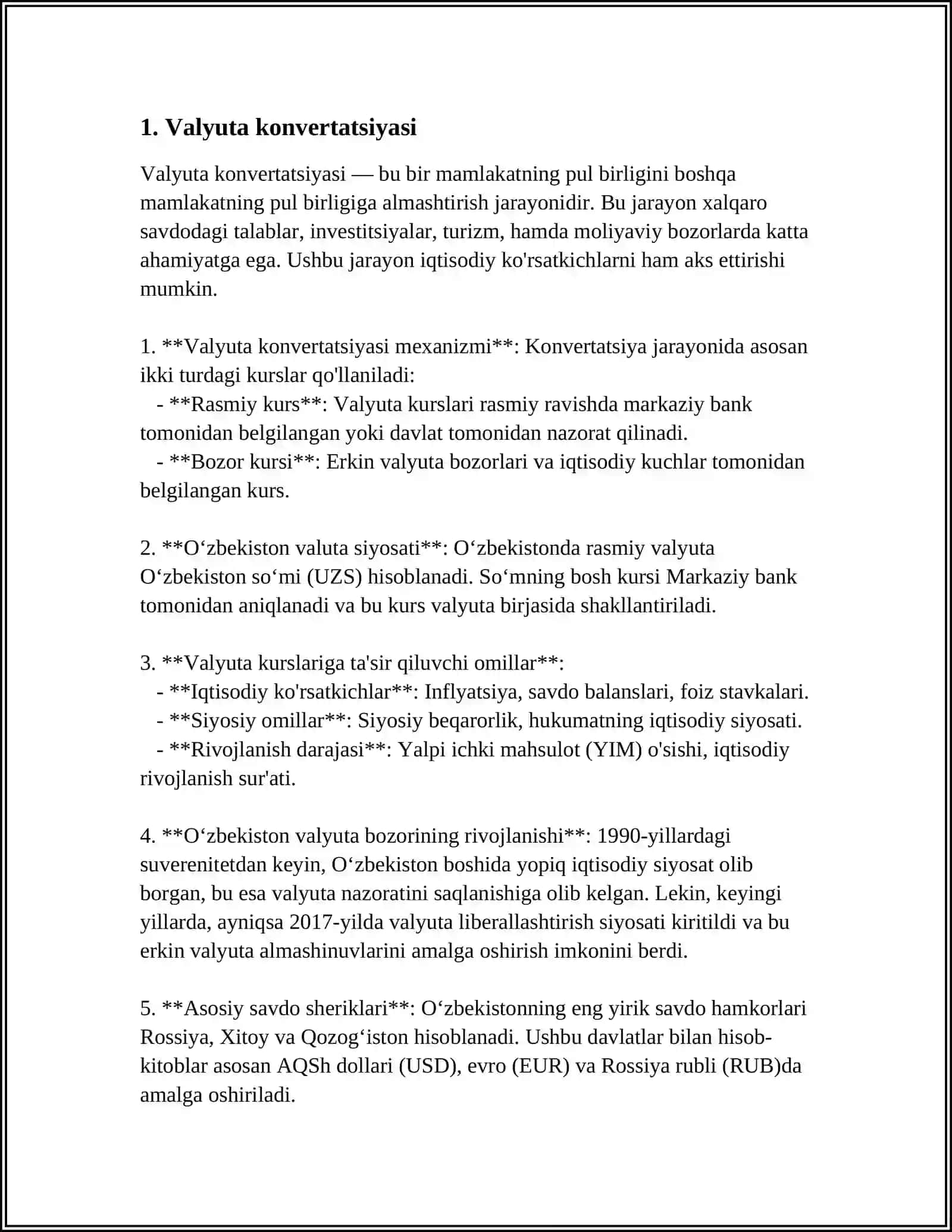 JAHON BOZORI. XALQARO VALYUTA VA KREDIT MUNOSABATLARI 3