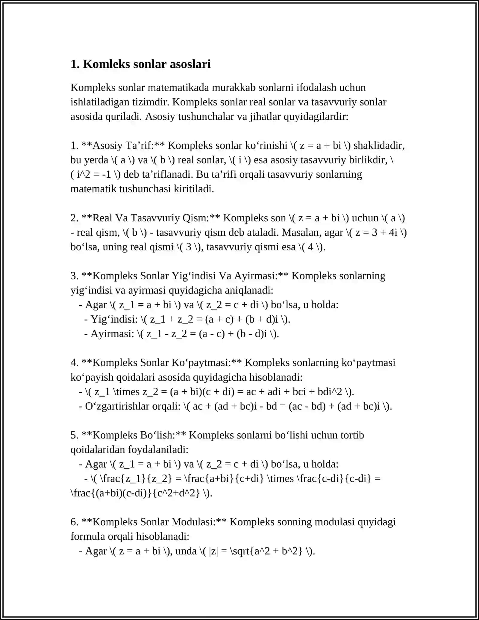 Kompleks O'zgaruvchili Funksiya 3