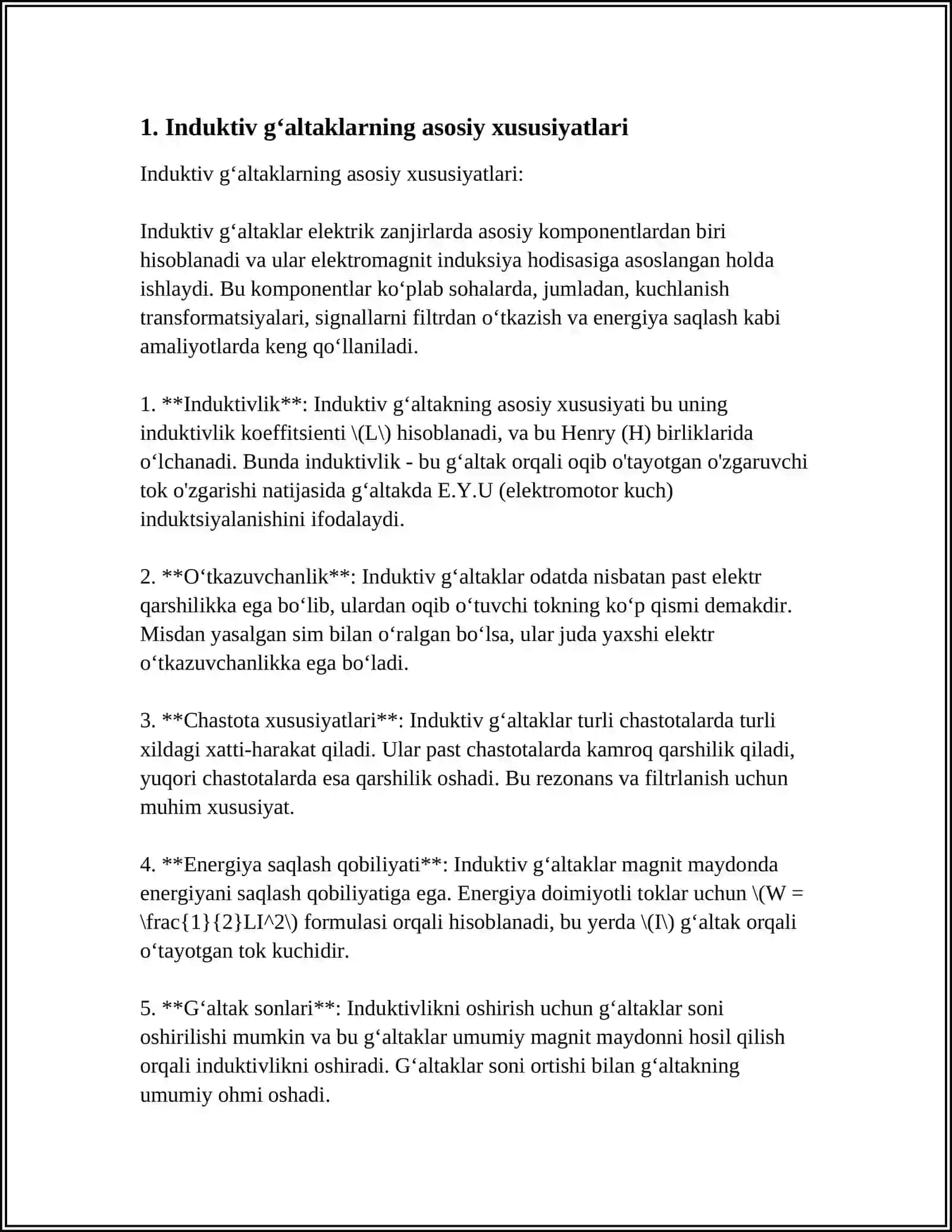INDUKTIV GʻALTAK PARAMETRLARINI OʻLCHASH 3