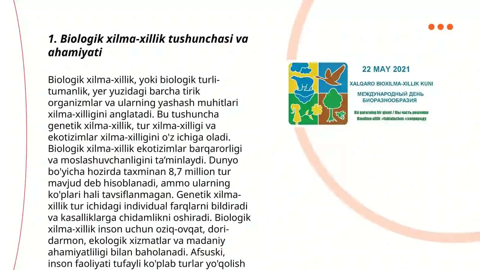 Biologik xilma-xillikni muhofaza qilish muammolarini o’rganish 3