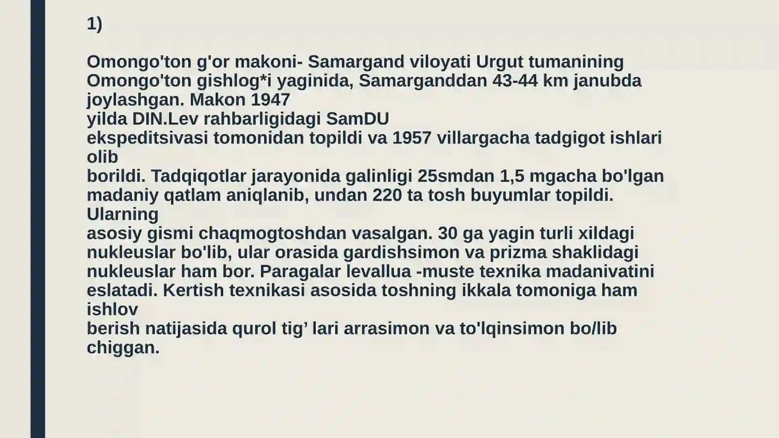 Toshkent davlat pedagogika universiteti tarix tarix o’qitish metodikasi yo’nalishi 102- diyorbek xursandovning arxeologiya fanidan 3