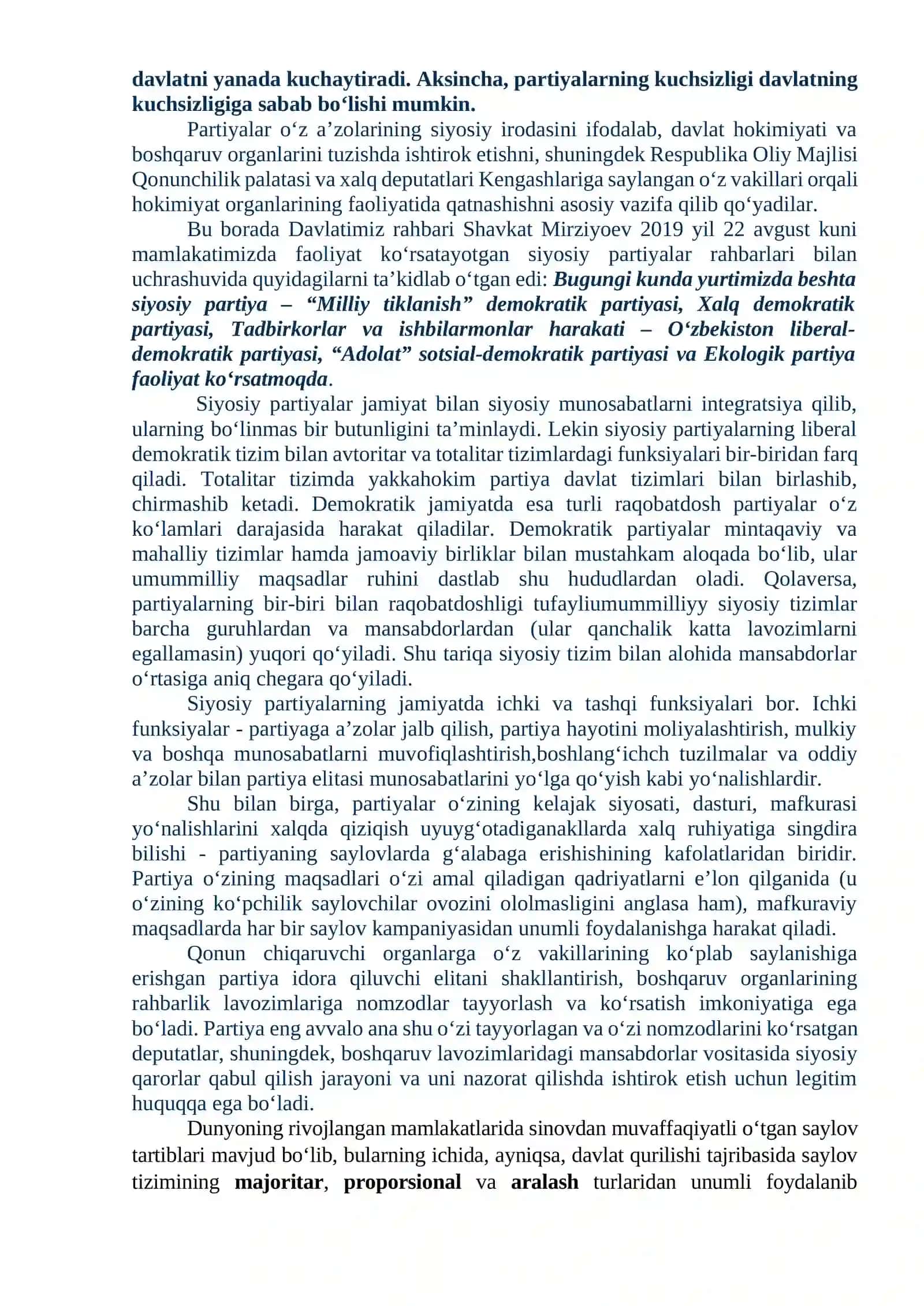 O‘zbekistonda demokratik,fuqarolik jamiyati asoslarining shakllanishi, amalga oshirilgan siyosiy islohotlar 3