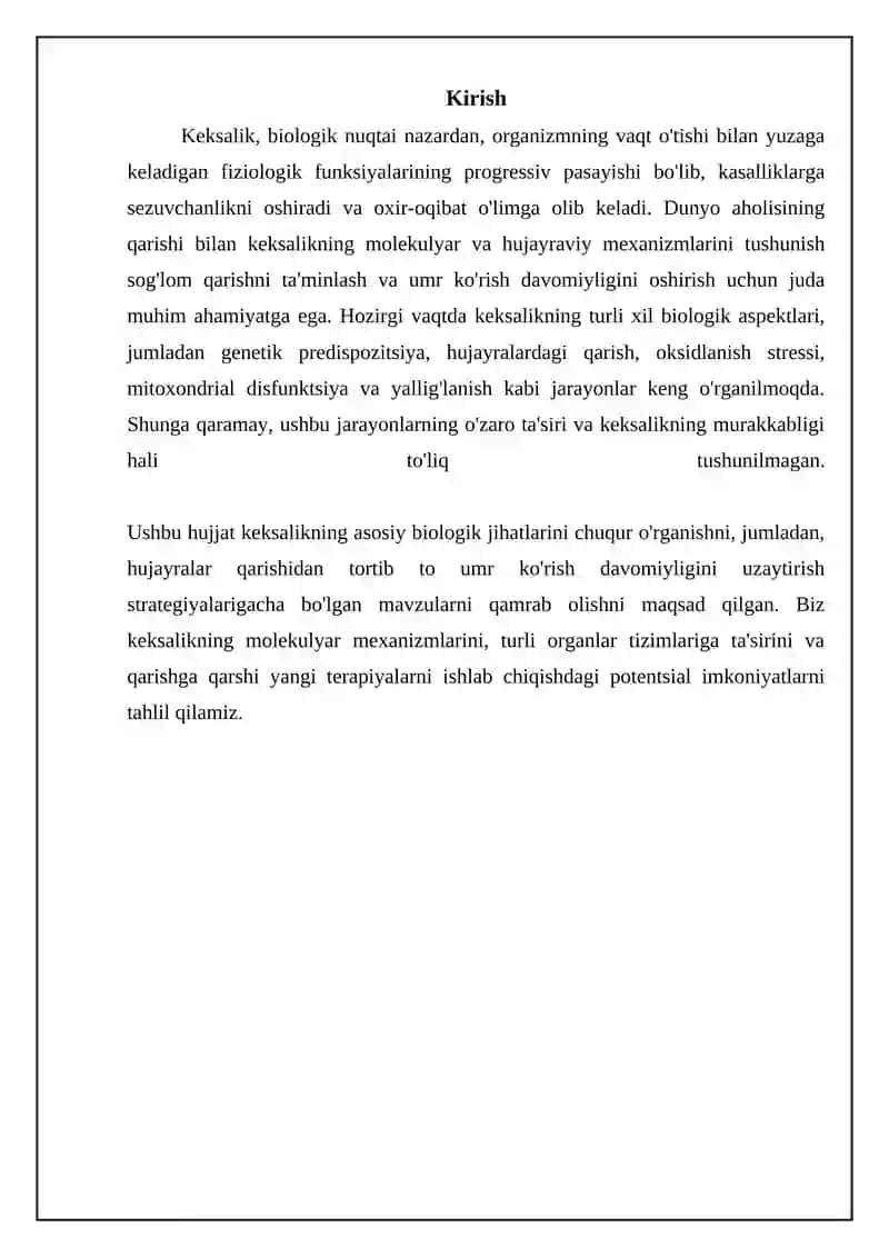 Qarilikning biologik jabhalari 3